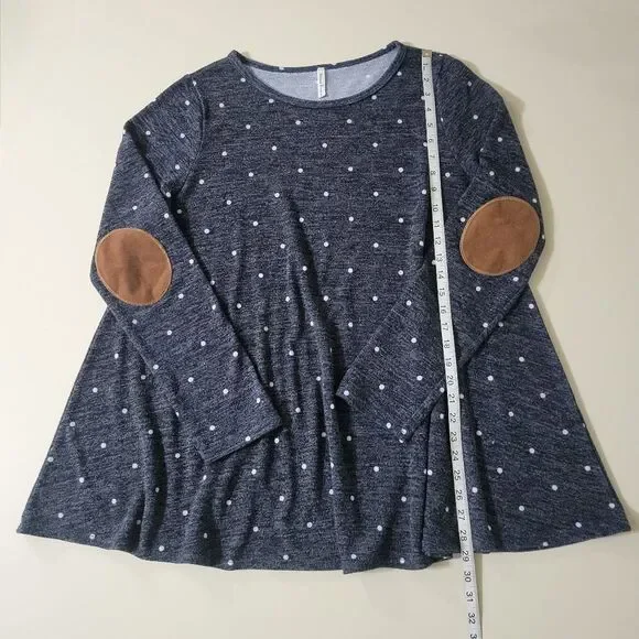 Beeson River Womens Navy Polka Dot Long Sleeve Crew Neck Tunic - Picture 8 of 14